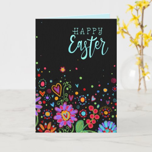 Pretty Floral Inspirivity Happy Easter Colorful Card