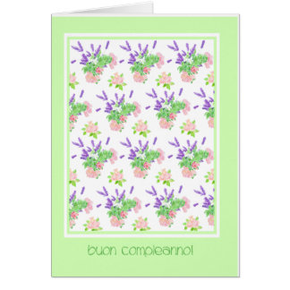 Pretty Floral Italian Language Greeting Birthday Cards