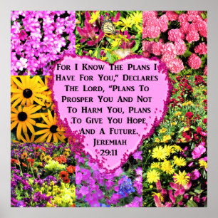 PRETTY FLORAL JEREMIAH 29:11 BIBLE POSTER