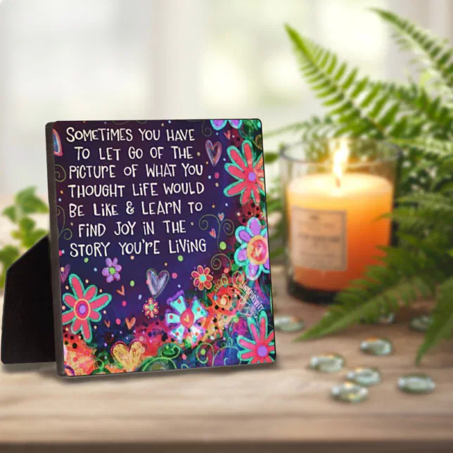Pretty Floral Joy in your Story Quote Inspirivity Plaque | Zazzle