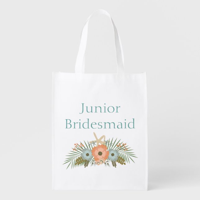 Pretty Floral Junior Bridesmaid Grocery Bag (Front)