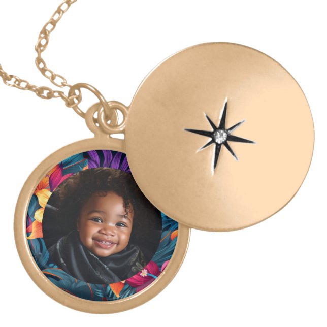 Pretty Floral Kids Photo Necklace (Front)
