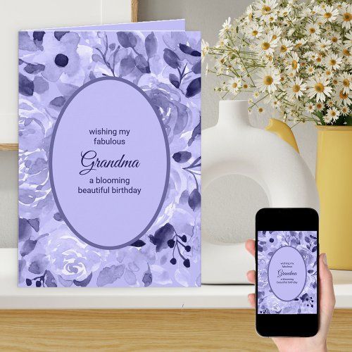 Pretty Floral Lavender Personalized Birthday Card