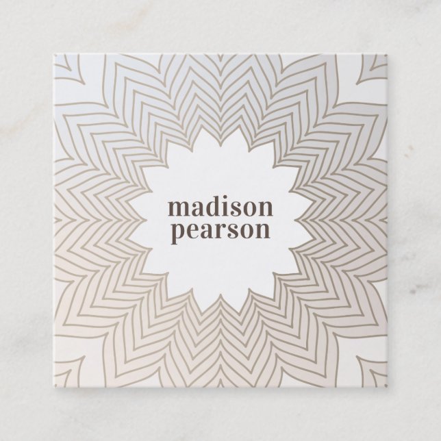 Pretty Floral Lotus Flower Mandala  Square Business Card (Front)