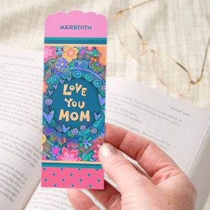 Pretty Floral Love Mom Custom Name Quote Bookmarks