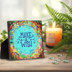 Pretty Floral Make a Wish Birthday Plaque