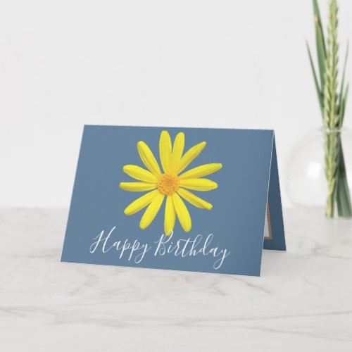 Pretty Floral Modern Daisy Flower Blue Birthday Card