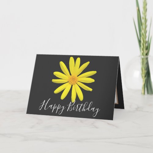 Pretty Floral Modern Daisy Flower Gray Birthday Card