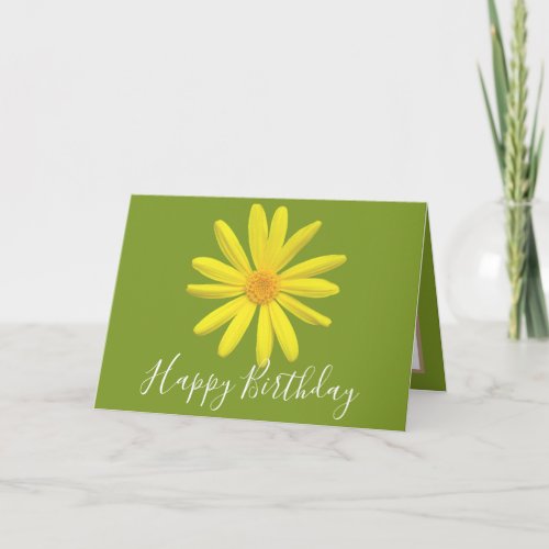 Pretty Floral Modern Daisy Flower Green Birthday Card