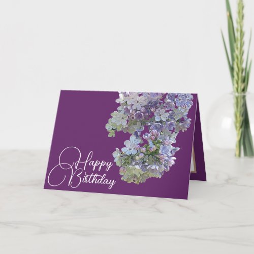 Pretty Floral Modern Lilac Flower Purple Birthday Card