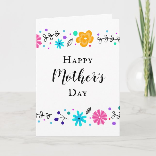 Pretty Floral Modern Mother's Mom's Day Card (Front)