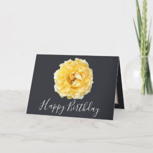 Pretty Floral Modern Rose Flower Gray Birthday Card