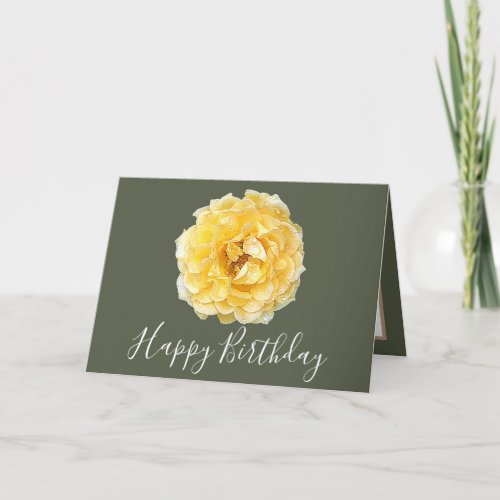 Pretty Floral Modern Rose Flower Green Birthday Card