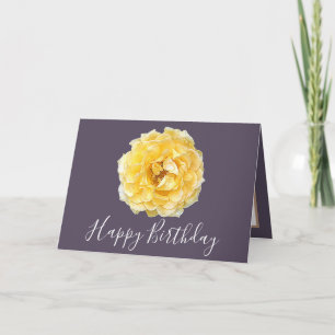 Pretty Floral Modern Rose Flower Purple Birthday Card