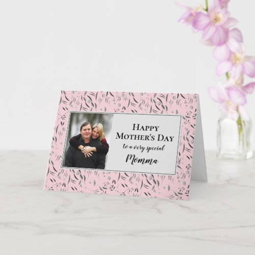 Pretty Floral MOMMA Photo Happy Mothers Day Card