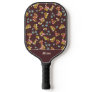 Pretty Floral Monogram Add Your Name on Dark Red Pickleball Paddle