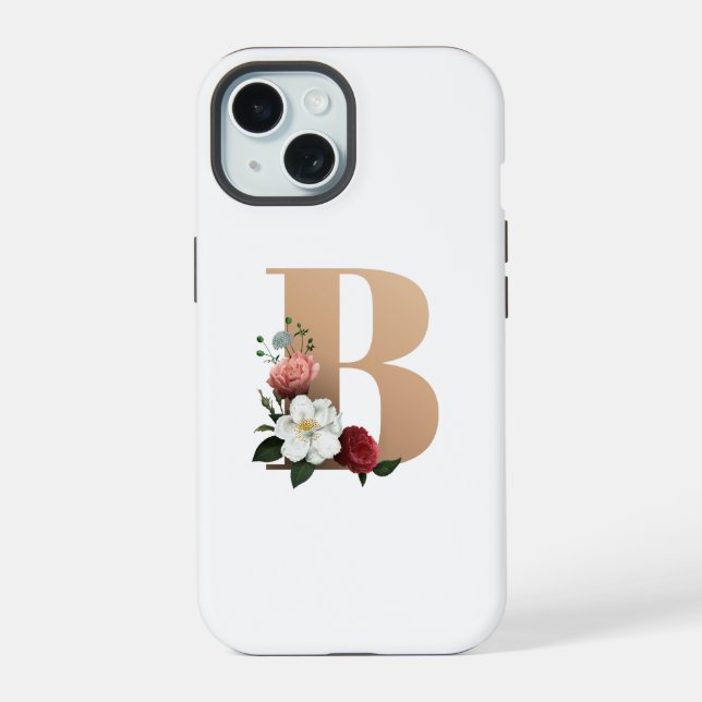 Pretty Floral Monogram B,  Iphone Case (Back)