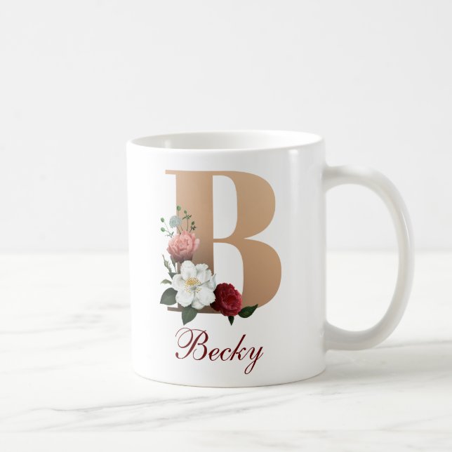 Pretty Floral Monogram B TEMPLATE Coffee Mug (Right)