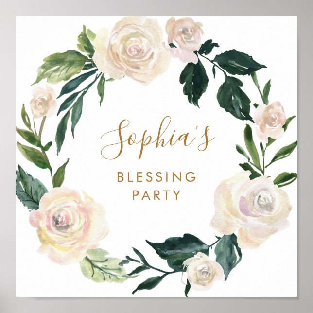 Pretty Floral Mother's Blessing Party Welcome Sign (Front)