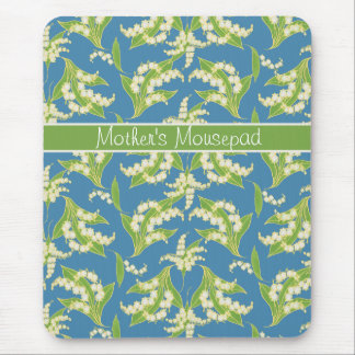 Pretty Floral Mousepad: Lilies of the Valley, Blue Mouse Pad