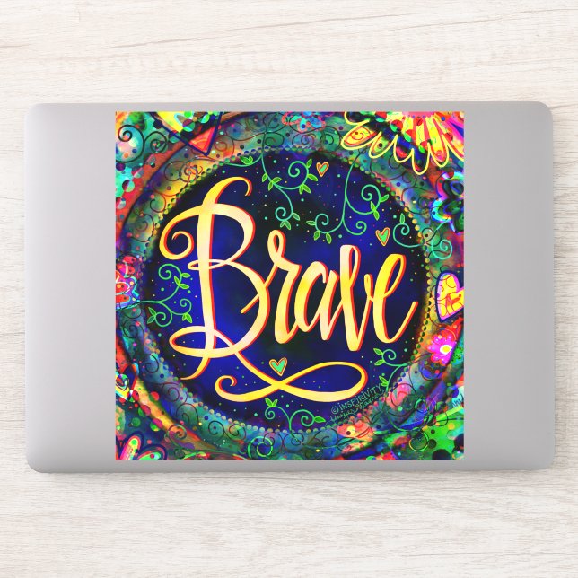 Pretty Floral Navy Brave Inspirivity Sticker (Computer)