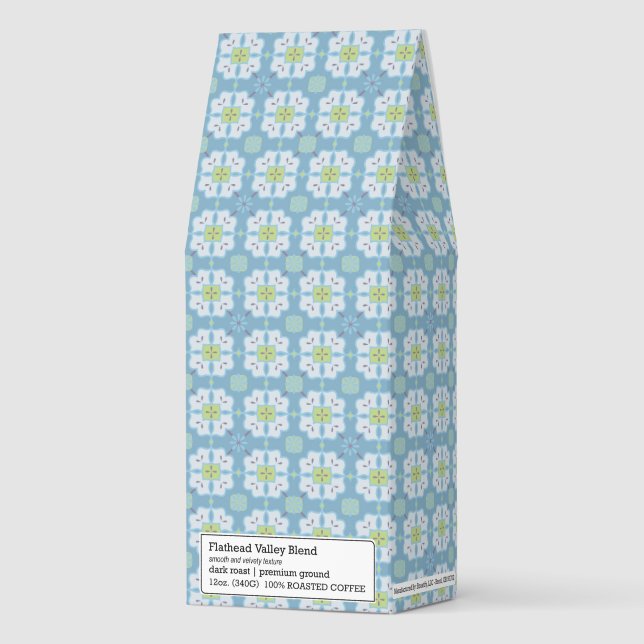 Pretty Floral Pale Blue and Creamy White Roasted Coffee (Front)