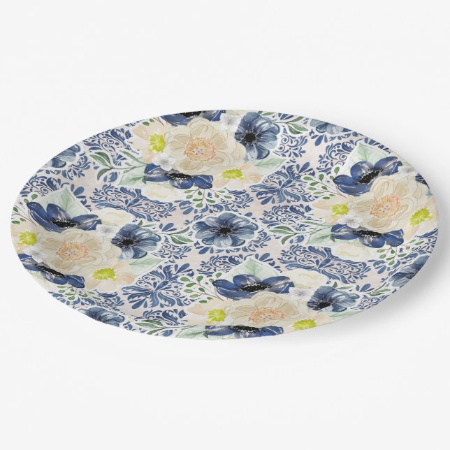Pretty Floral Paper Plates (Angled)