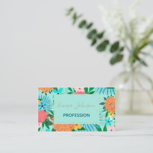  Pretty Floral pastel colors paint Mint Design  Business Card