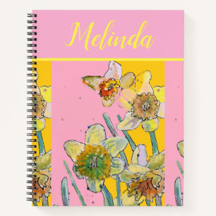 Pretty Floral Pastel Daffodil Flower Watercolor No Notebook