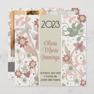 Pretty Floral Pastel Graduation Invitation