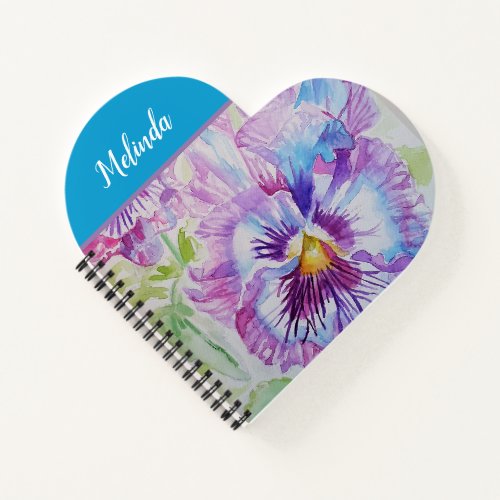 Pretty Floral Pastel Pansy Purple Cute Girls Notebook