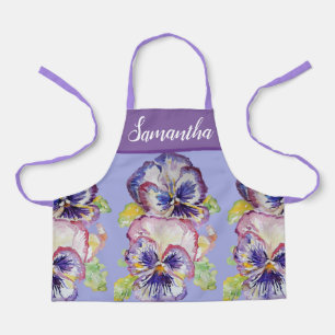 Pretty Floral Pastel Pansy Purple Girls Art Apron