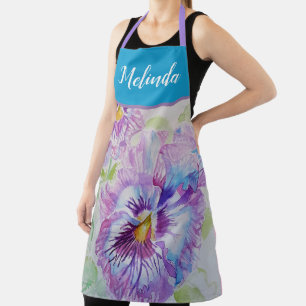 Pretty Floral Pastel Pansy Purple Womans Apron