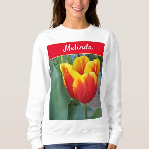 Pretty Floral Pastel Tulip Red Womans Sweatshirt