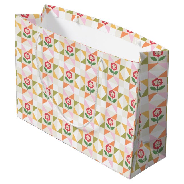Pretty floral patchwork quilt Gift Bag (Back Angled)