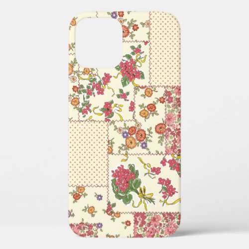 Pretty Floral Patchwork Seamless Design iPhone 12 Case