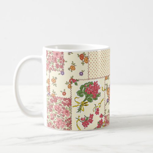 Pretty Floral Patchwork Seamless Design Coffee Mug