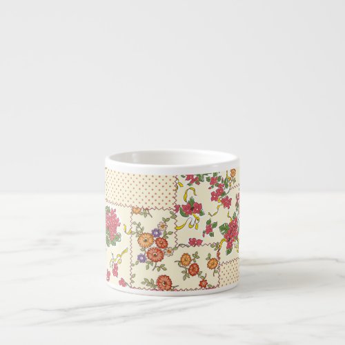 Pretty Floral Patchwork Seamless Design Espresso Cup