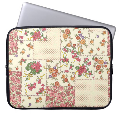 Pretty Floral Patchwork Seamless Design Laptop Sleeve