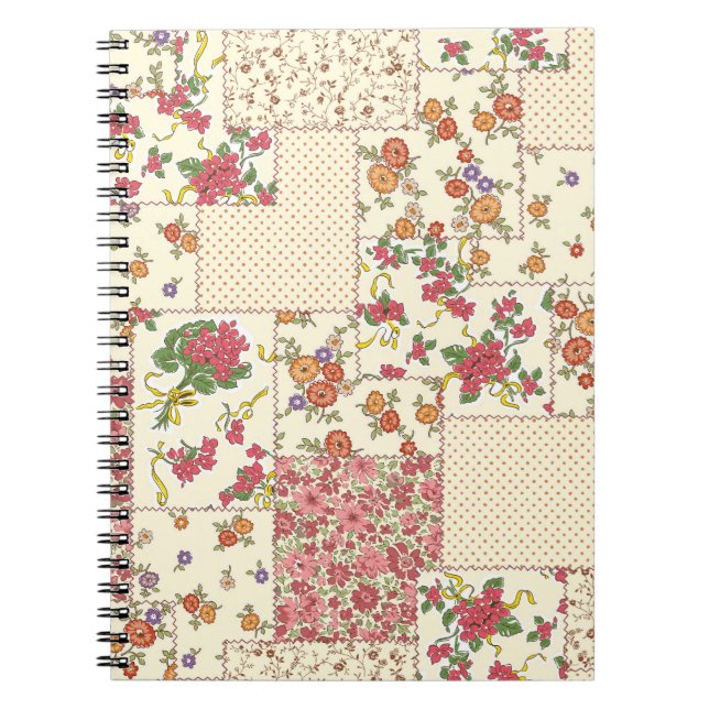 Pretty Floral Patchwork Seamless Design Notebook (Front)