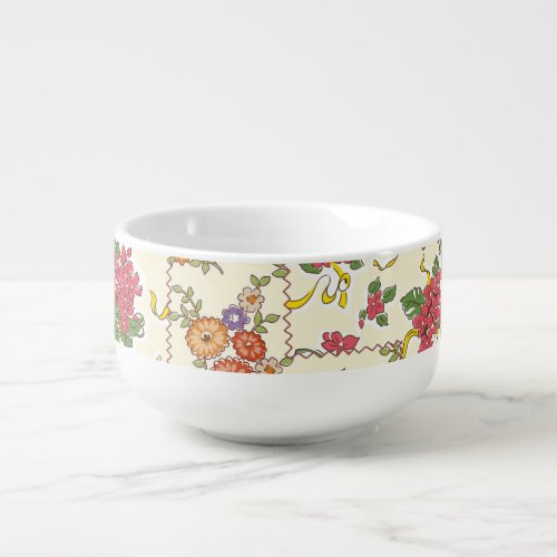 Pretty Floral Patchwork Seamless Design Soup Mug