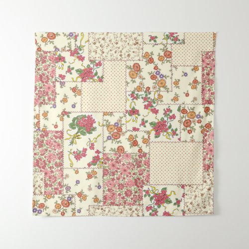 Pretty Floral Patchwork Seamless Design Tapestry