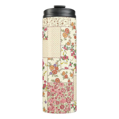 Pretty Floral Patchwork Seamless Design Thermal Tumbler