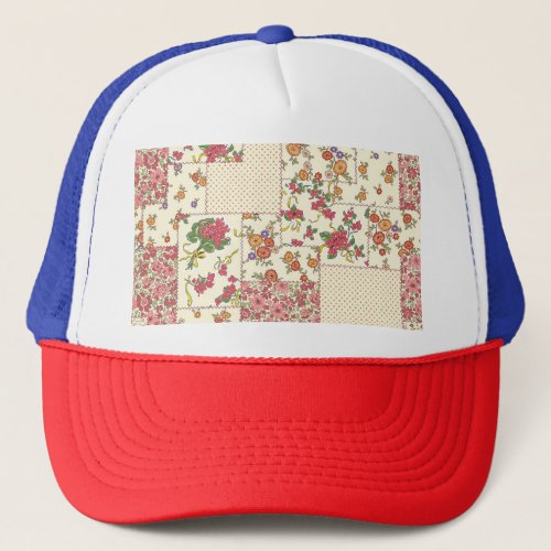 Pretty Floral Patchwork Seamless Design Trucker Hat