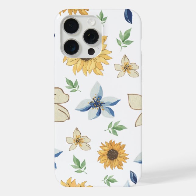 Pretty Floral Pattern Apple Iphone 15 Pro Max Case (Back)