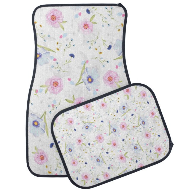 Pretty Floral Pattern Car Floor Mat (Set)