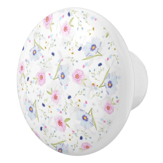 Pretty Floral Pattern Ceramic Knob (Right)