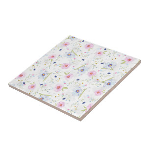 Pretty Floral Pattern Ceramic Tile