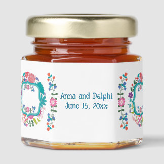 Pretty Floral Pattern Customizable Honey Jar Favors