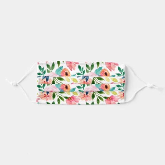 Pretty Floral Pattern Cute Garden Flowers Adult Cloth Face Mask (Front, Folded)